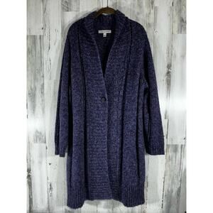 Soft By Avenue Womens Cardigan Sweater Sz 18 20 Marled Purple Open Front Chucky